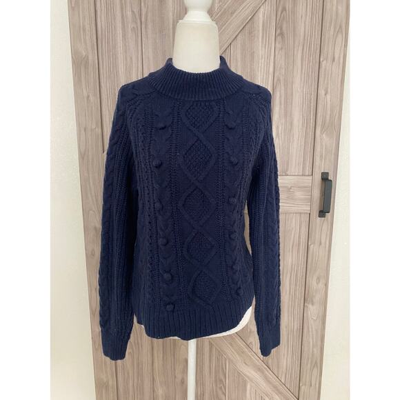 J crew navy mock neck long sleeve sweater size medium - Picture 1 of 6